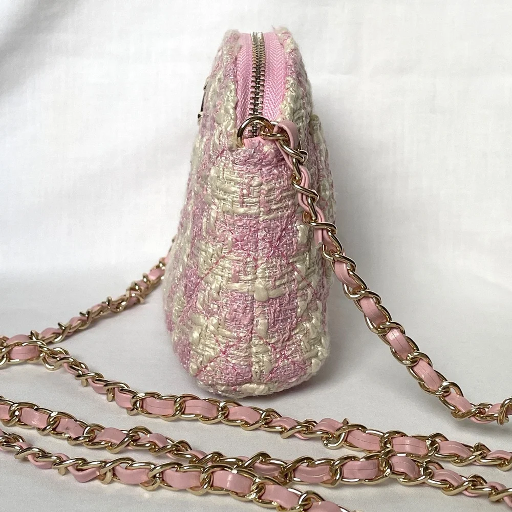 NEW CC Pink Tweed Crossbody Bag